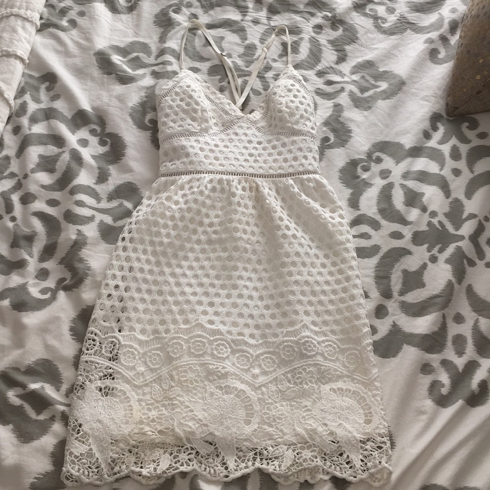 white crochet dress
